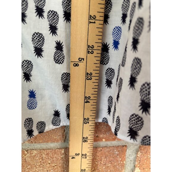 J. Crew Pineapple Print Button-Down Shirt Womens  Cotton White & Blue - Picture 6 of 11